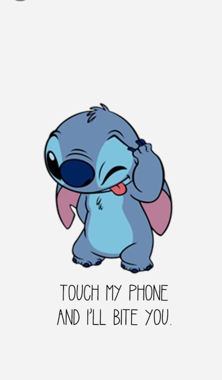 Stitch Touch My Phone I'll Bite You Wallpaper