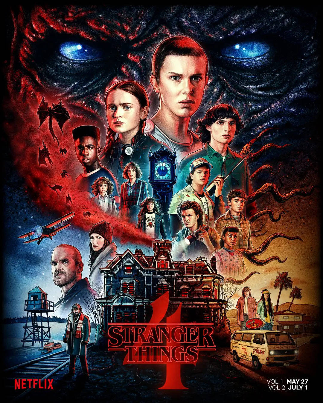 Stranger Things 4 Cartoon Poster Wallpaper