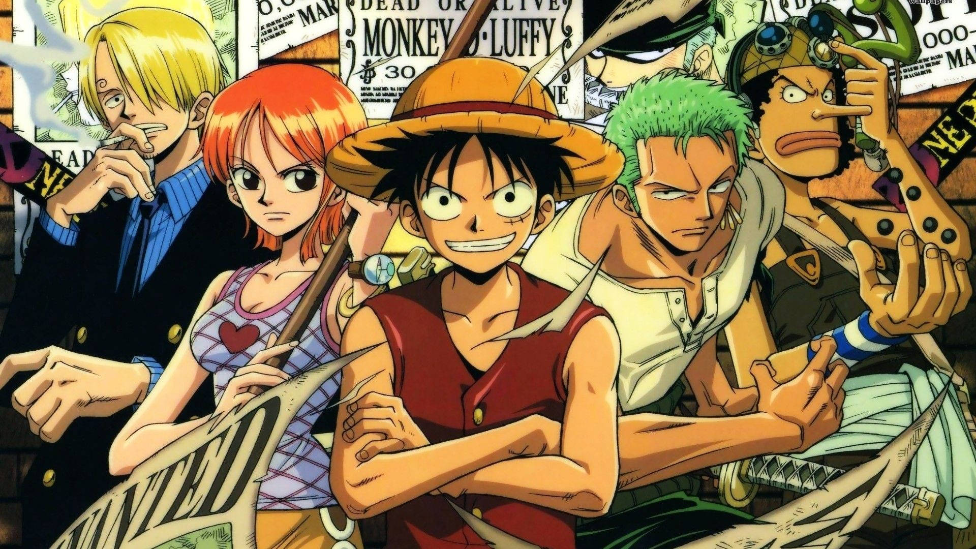Straw Hat Pirate Crew In Action Wallpaper