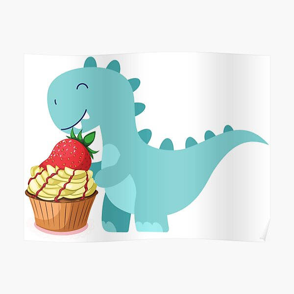 Strawberry Cupcake Aesthetic Dino Wallpaper