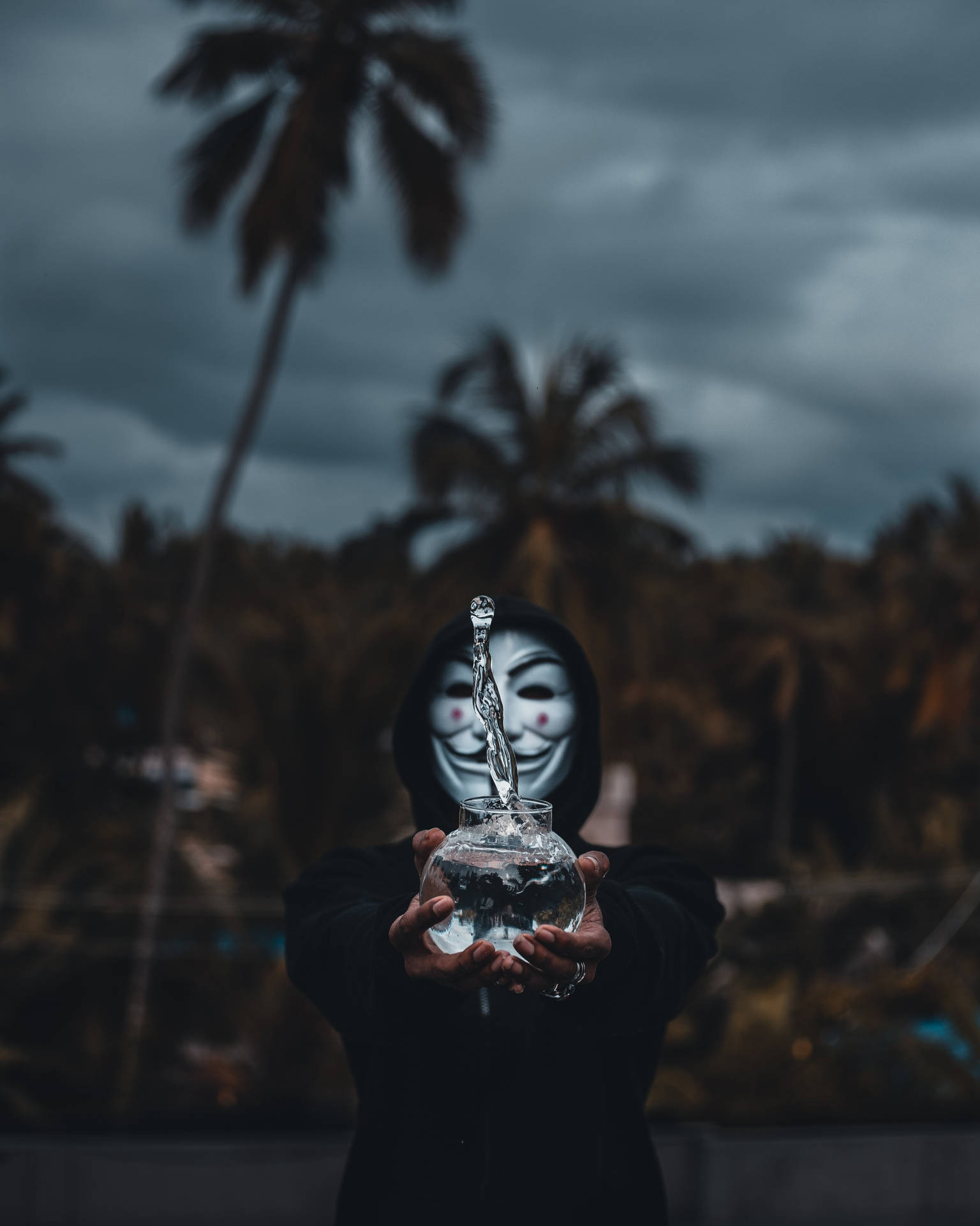 Striking Mask And Hands Of Anonymous Wallpaper