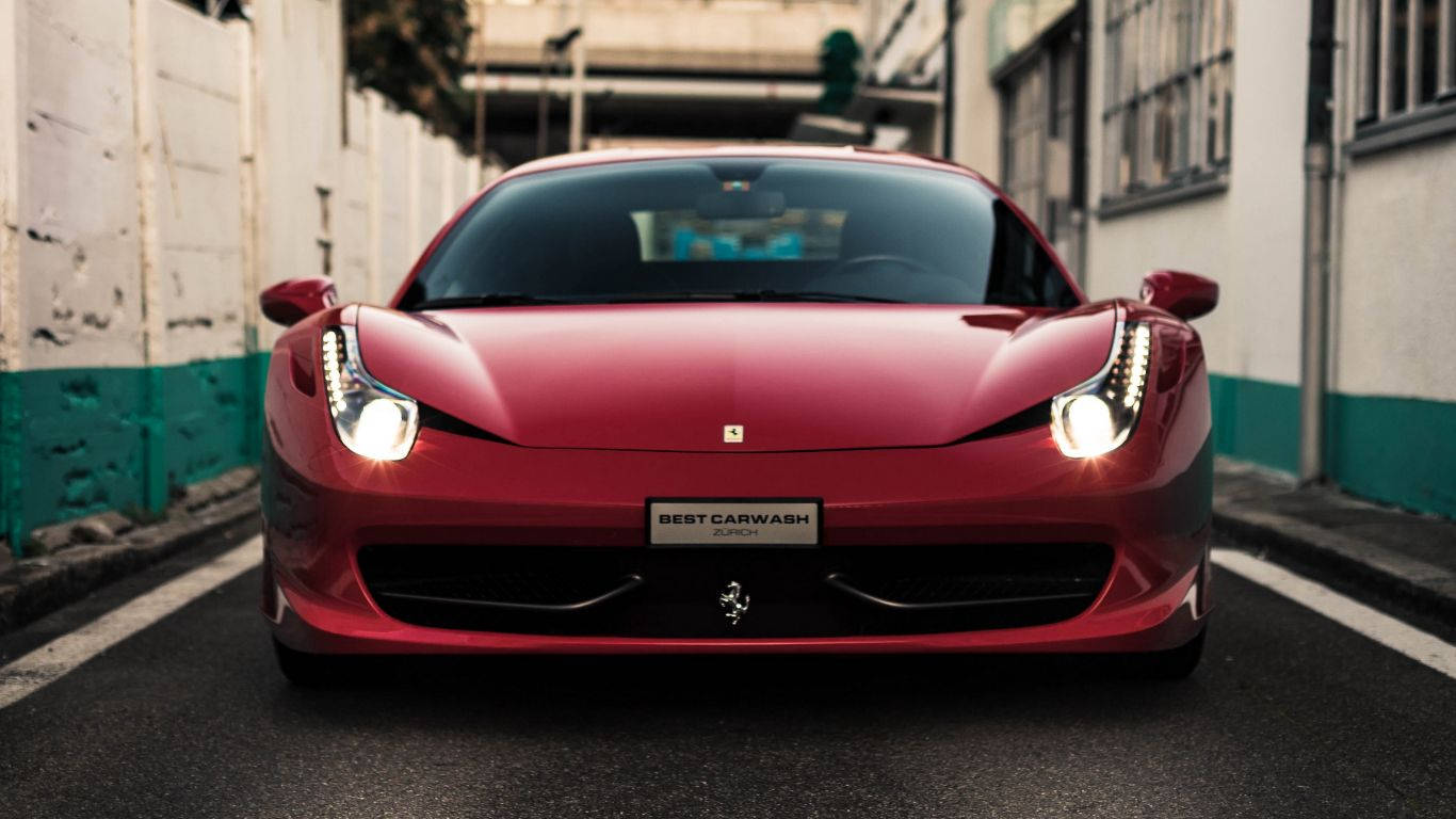 Stunning Red Ferrari 458 In High Definition Wallpaper