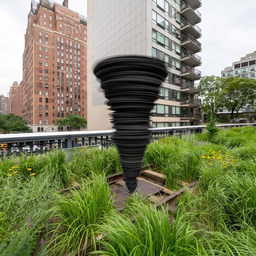 Stunning View Of Tornado Sculpture At The High Line Park Wallpaper