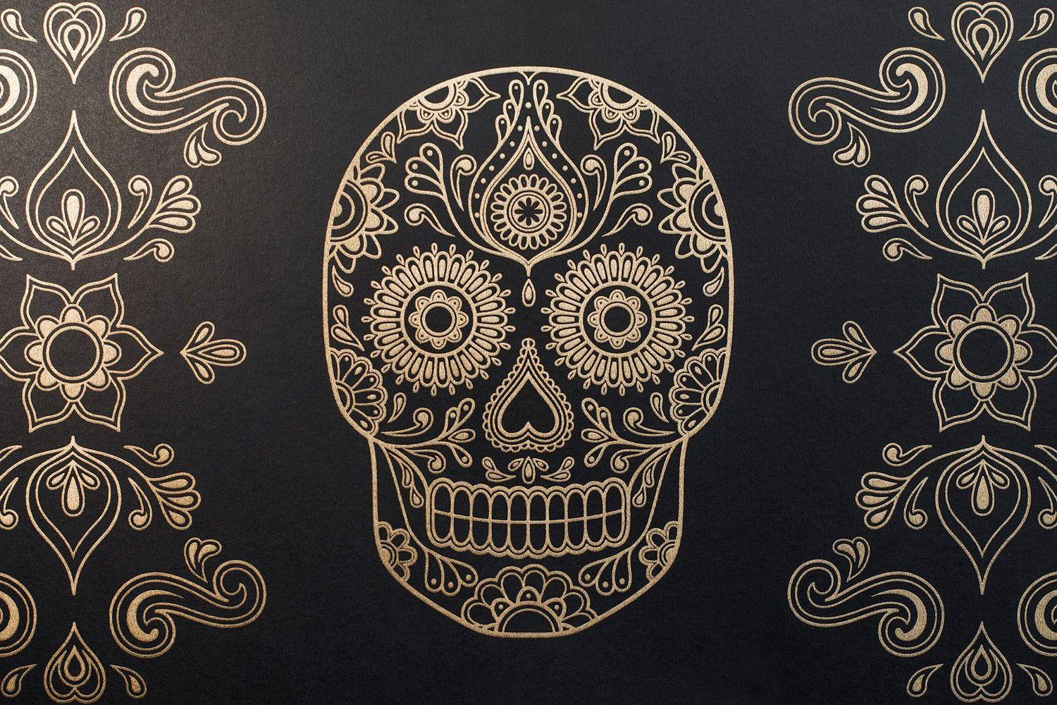 Stylized Mexican Dia De Muerto Skull Wallpaper