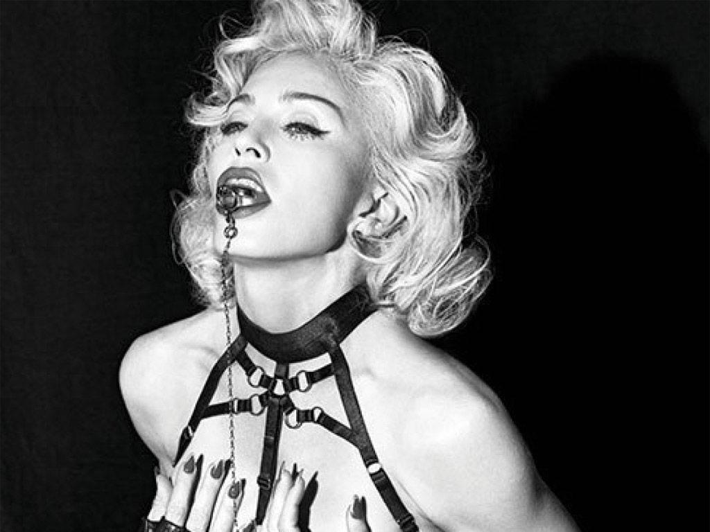 Submissive Madonna In Black And White Wallpaper