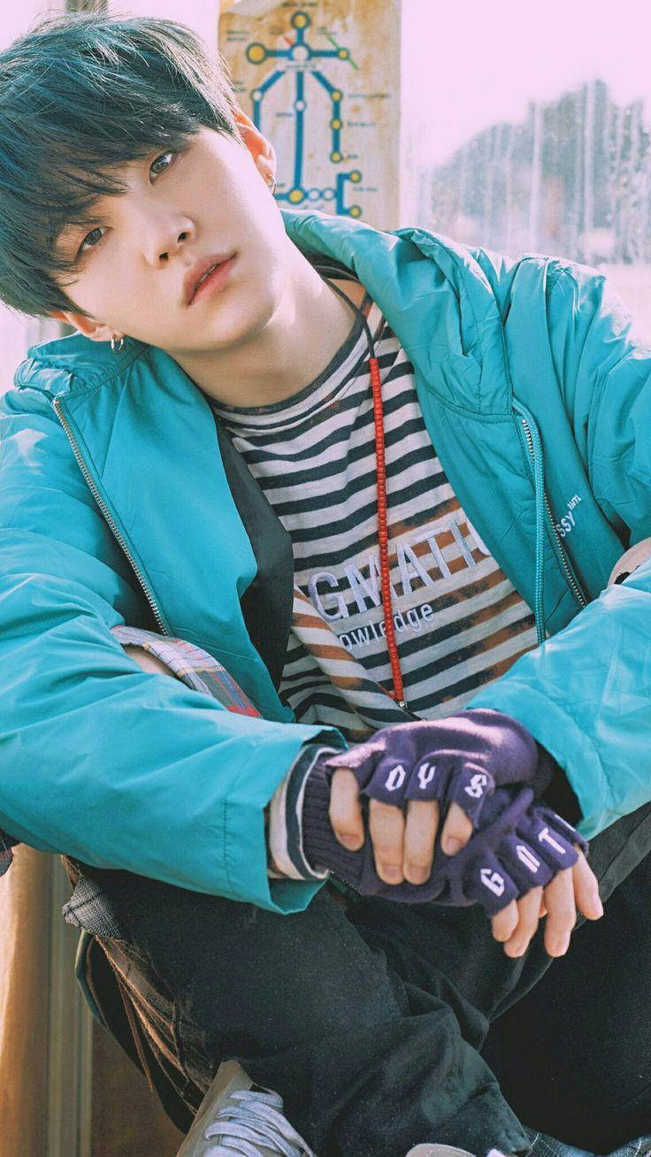 Suga Bts Turquoise Jacket Wallpaper