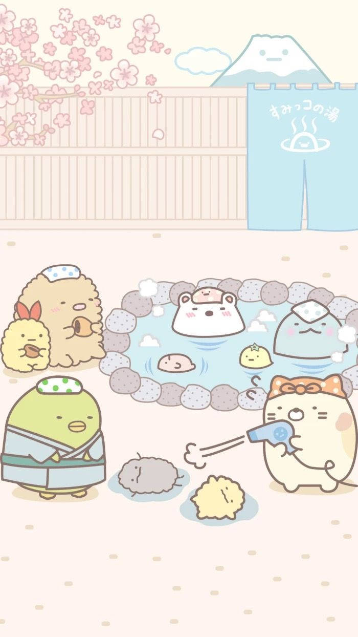 Sumikko Gurashi In Hot Spring Wallpaper