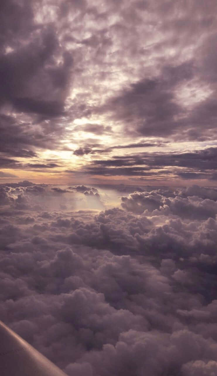 Sunset_ Above_ Clouds_ Aerial_ View Wallpaper