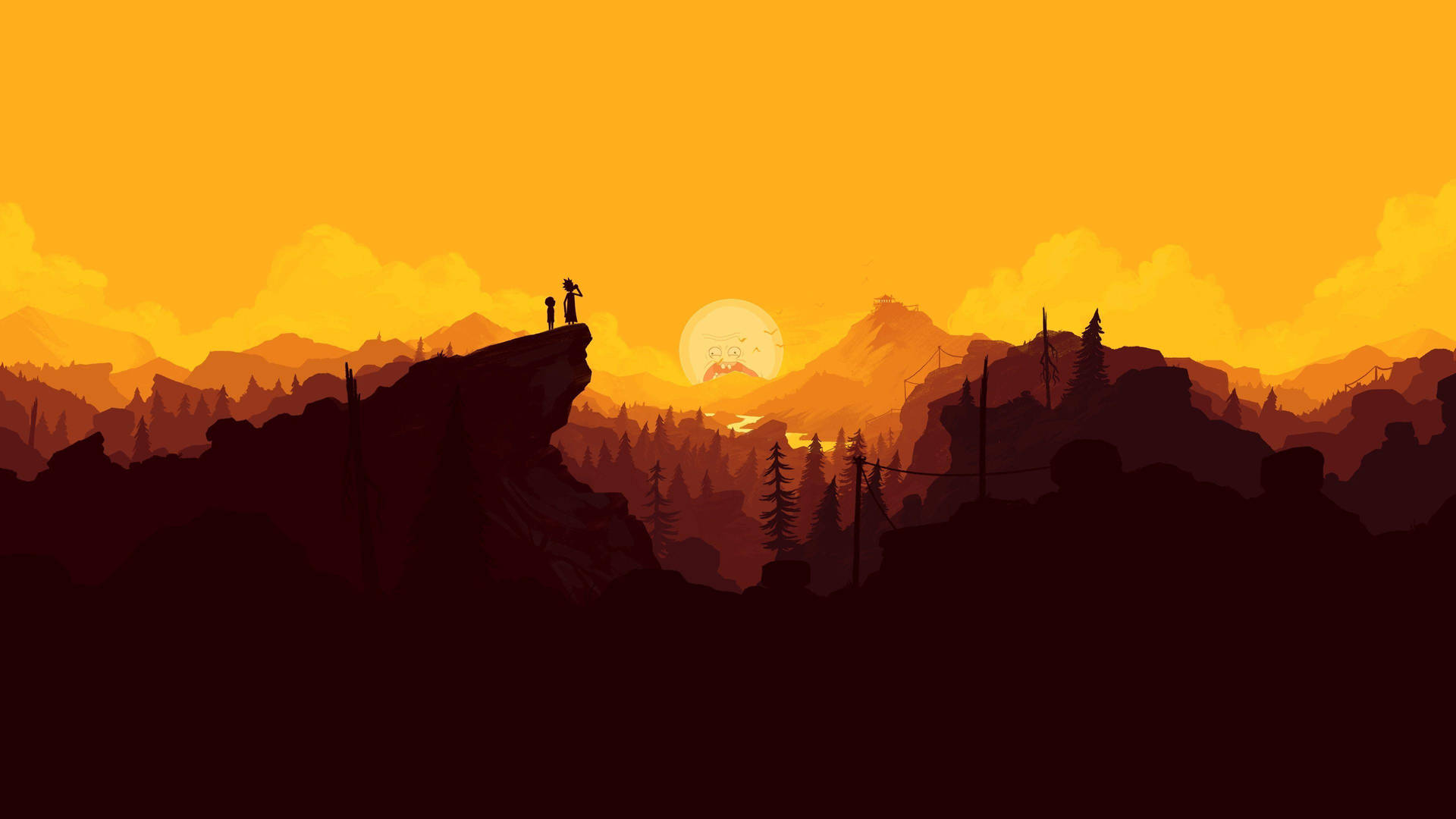 Sunset In Rick And Morty 4k Wallpaper