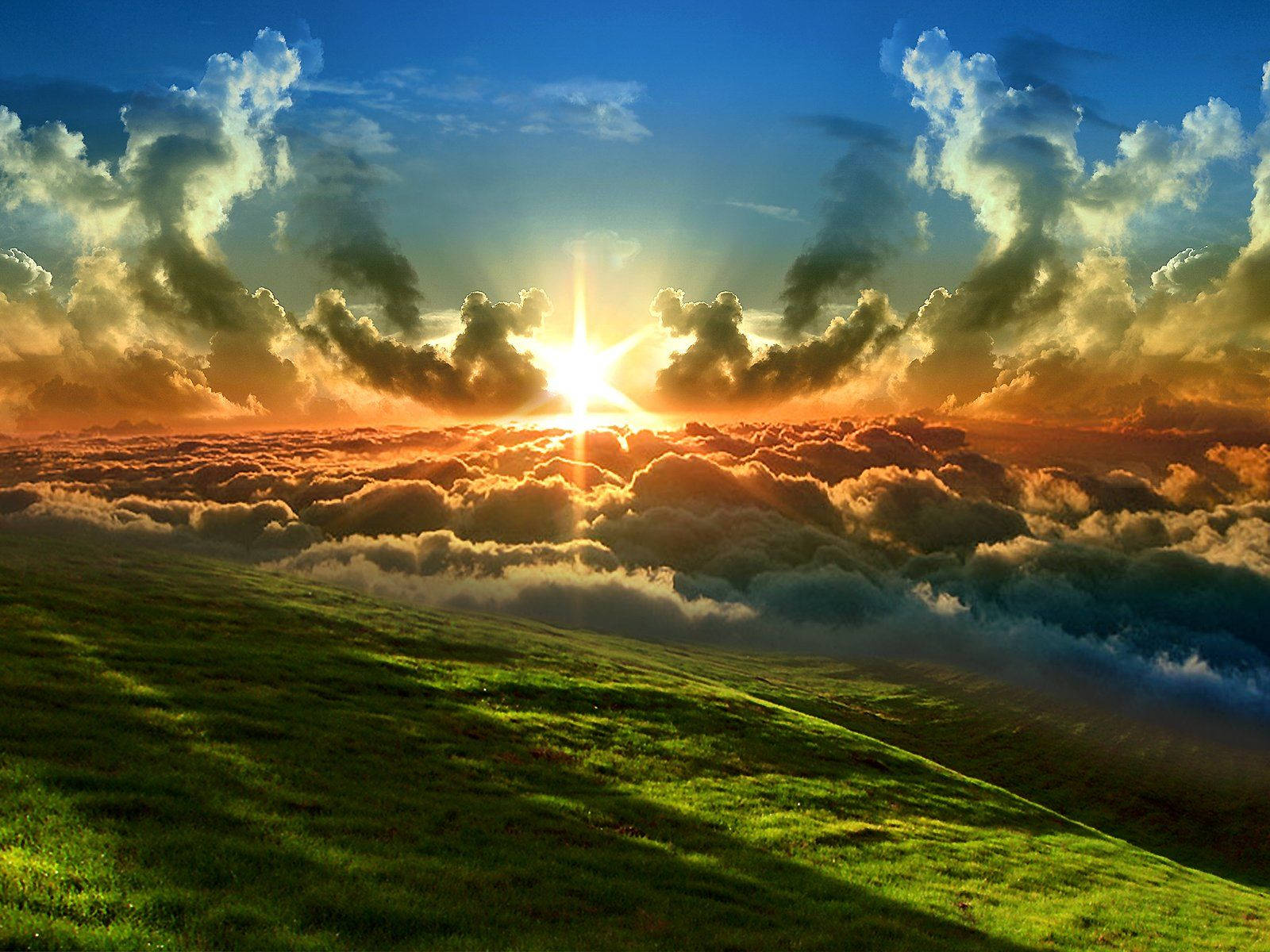 Sunshine Clouds Field Wallpaper