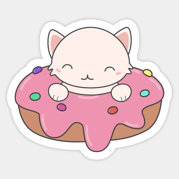 Super Cute Kawaii Kitten On A Donut Wallpaper