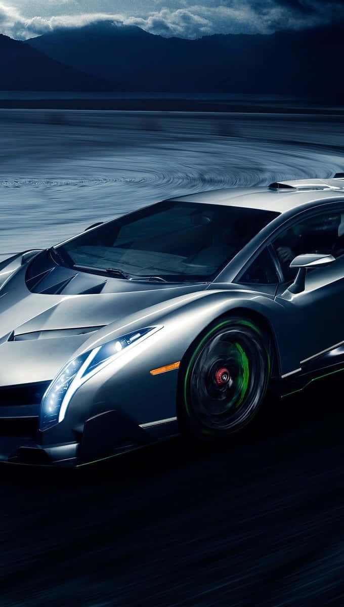 Supercar Silver Lamborghini Veneno Wallpaper