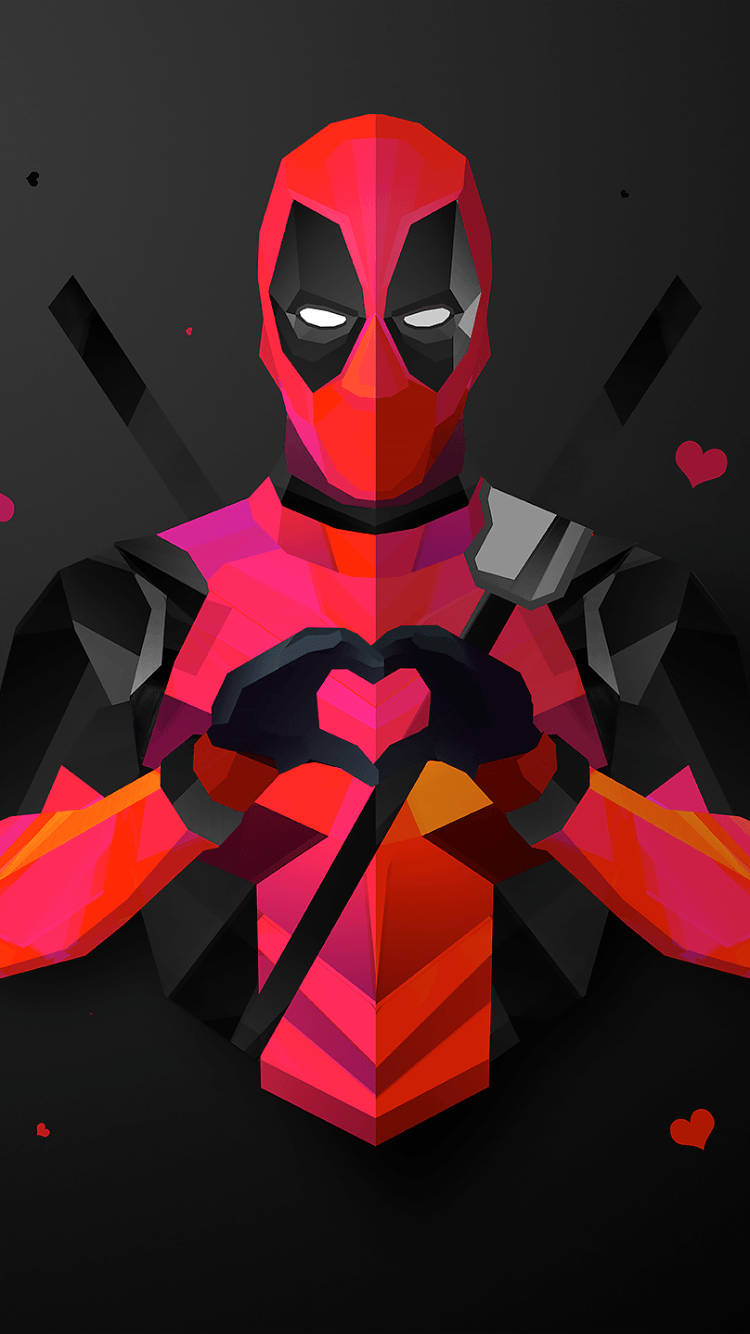 Superhero Deadpool Heart Sign Wallpaper