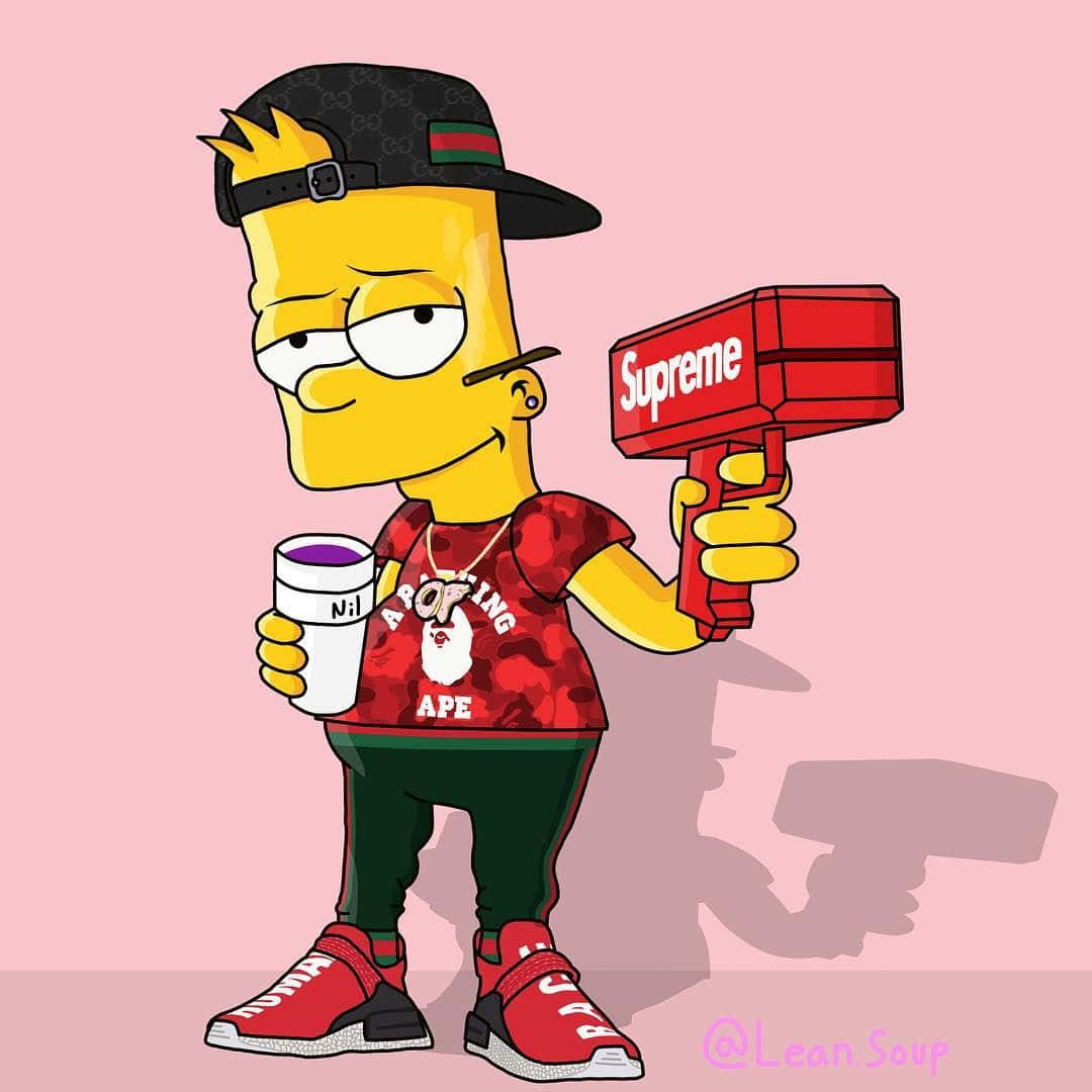 Supreme Bart Simpson Money Gun Wallpaper