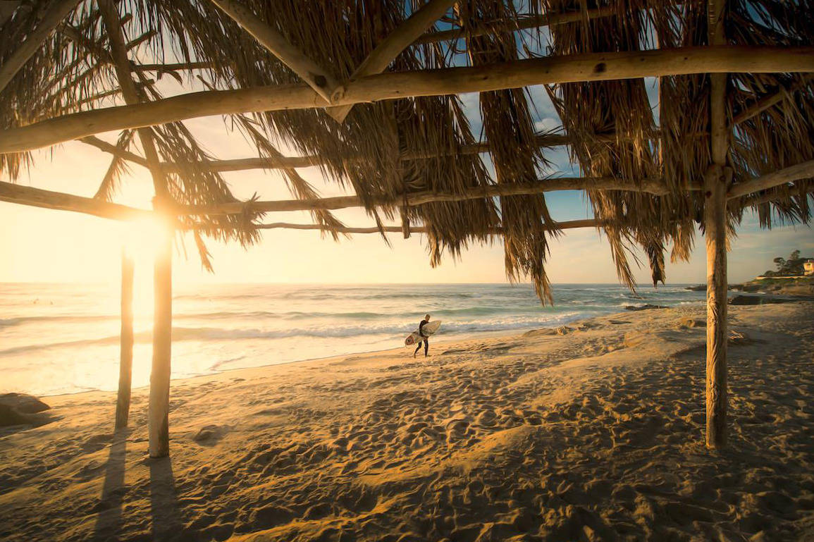 Surfer On San Diego Beach Wallpaper