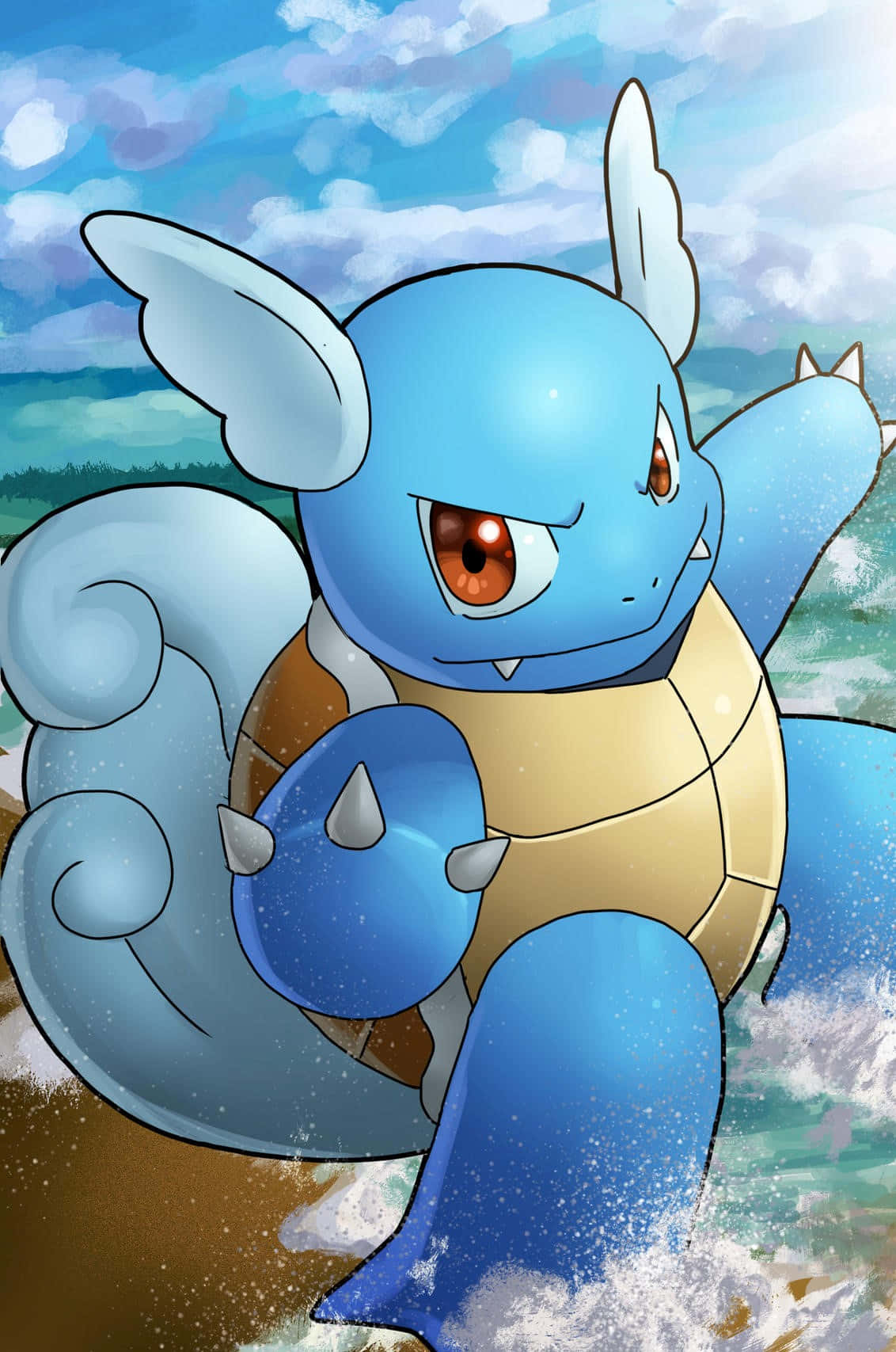 Surfing Wartortle Wallpaper