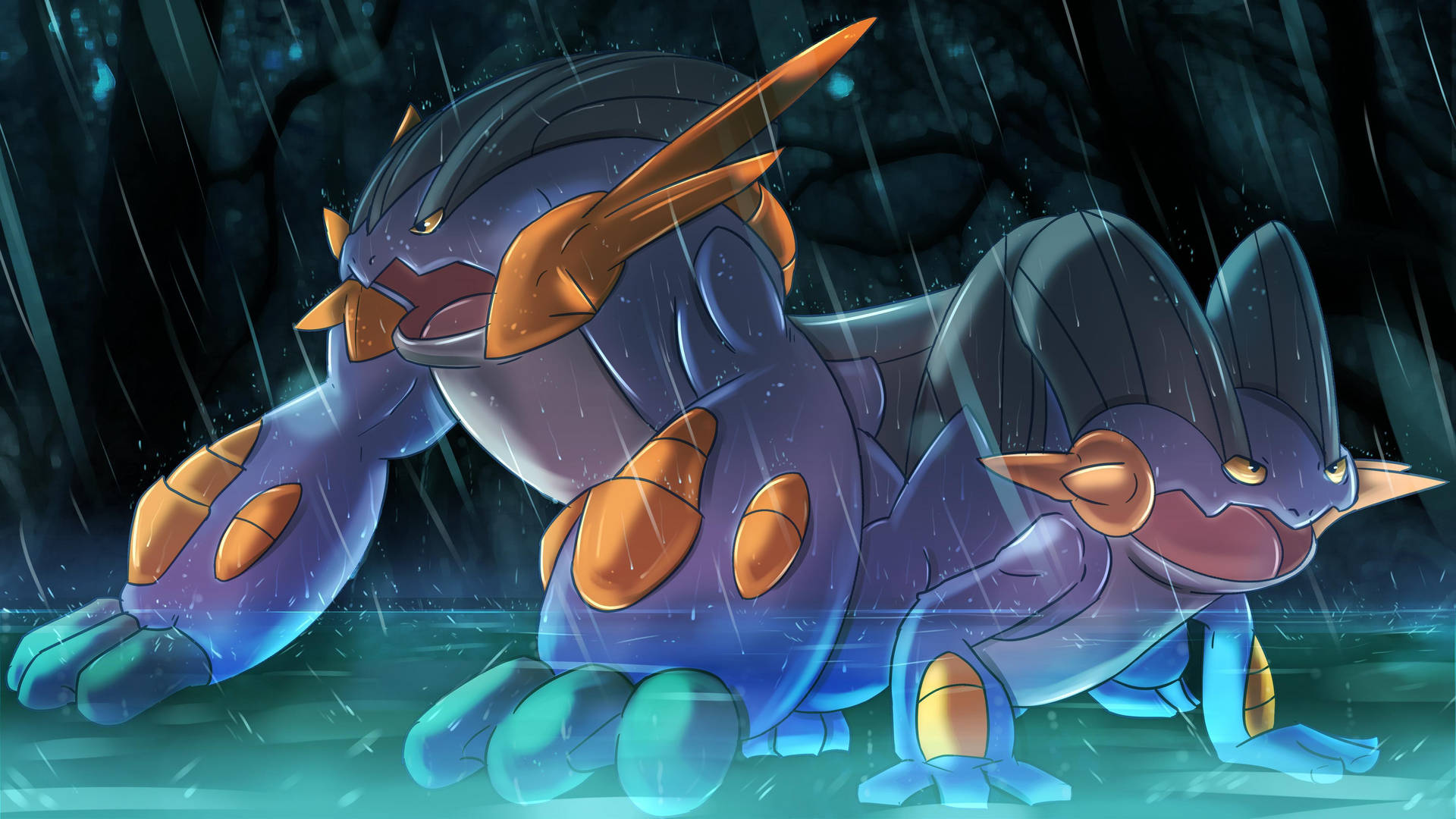 Swampert In The Rain Wallpaper