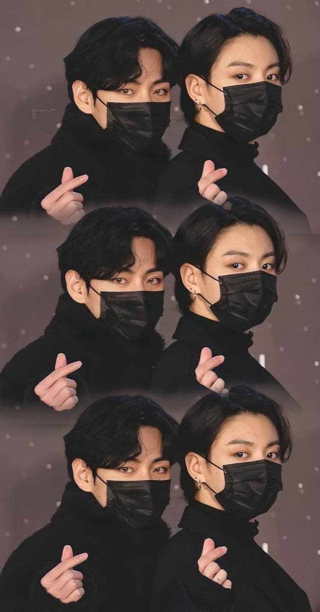 Taekook Bts Black Masks Wallpaper