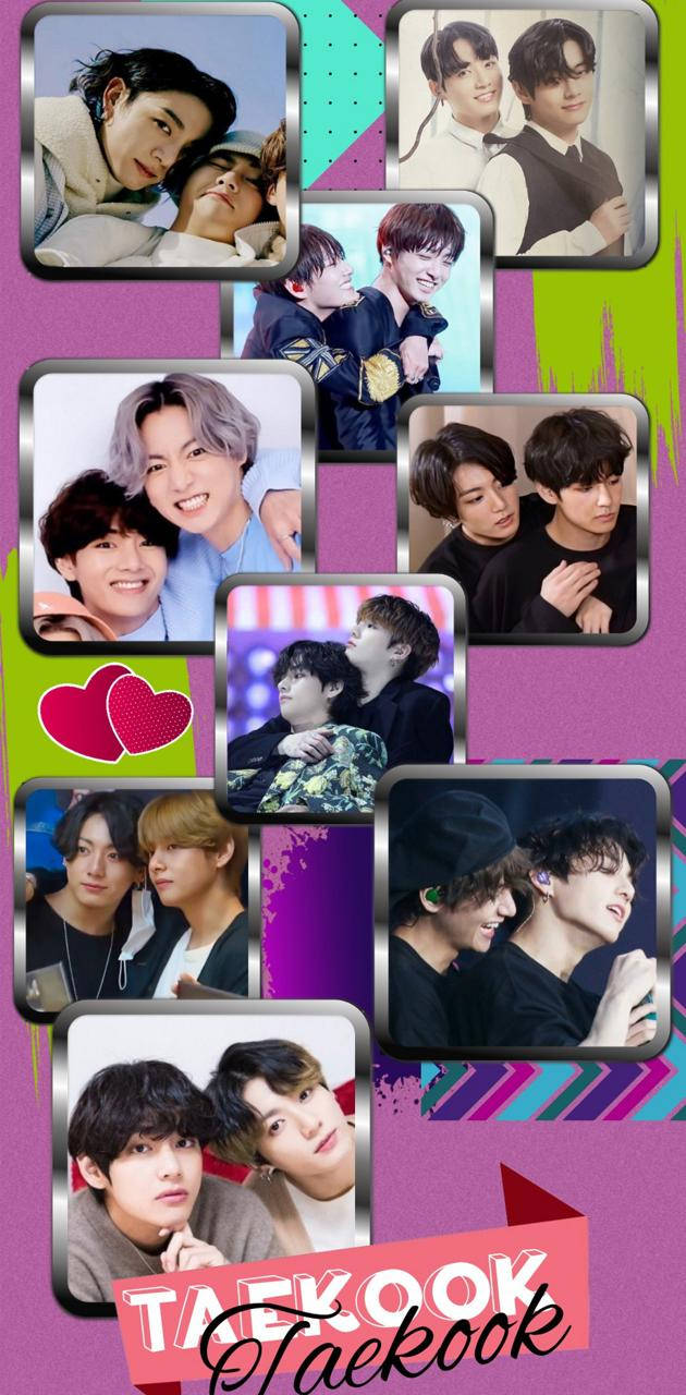 Taekook Bts Y2k Photo Collage Wallpaper