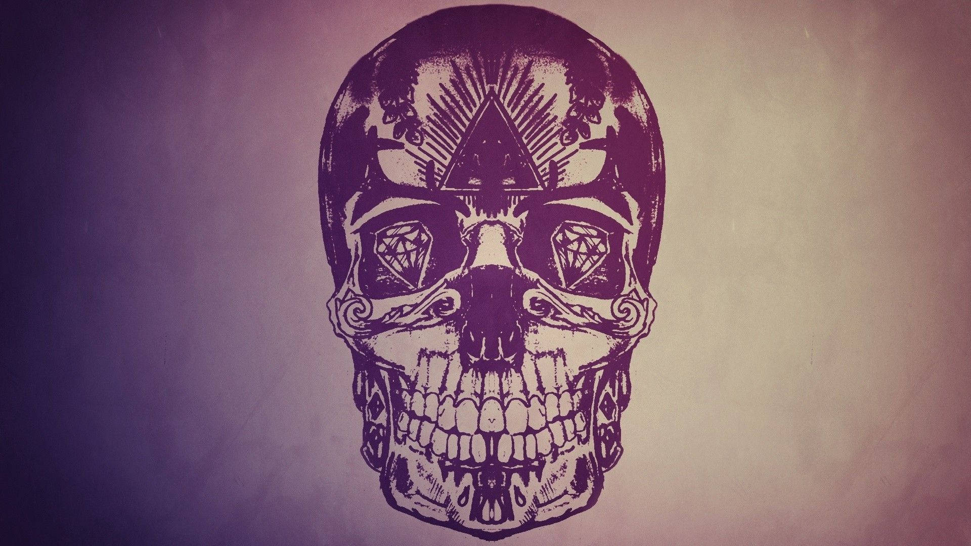 Tattoo-style Sugar Skull Design Wallpaper