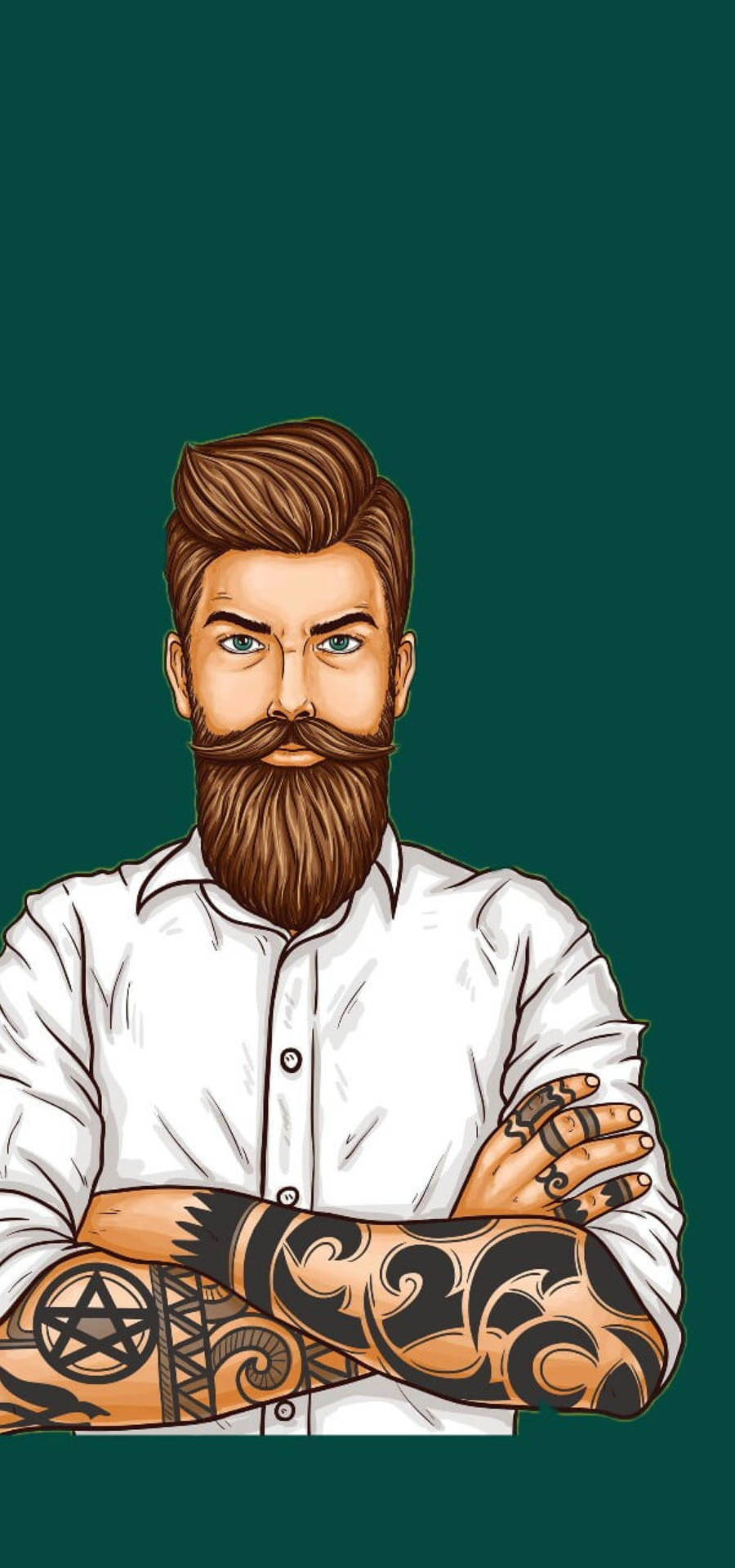 Tattooed Man Beard Logo Vector Pop Art Wallpaper