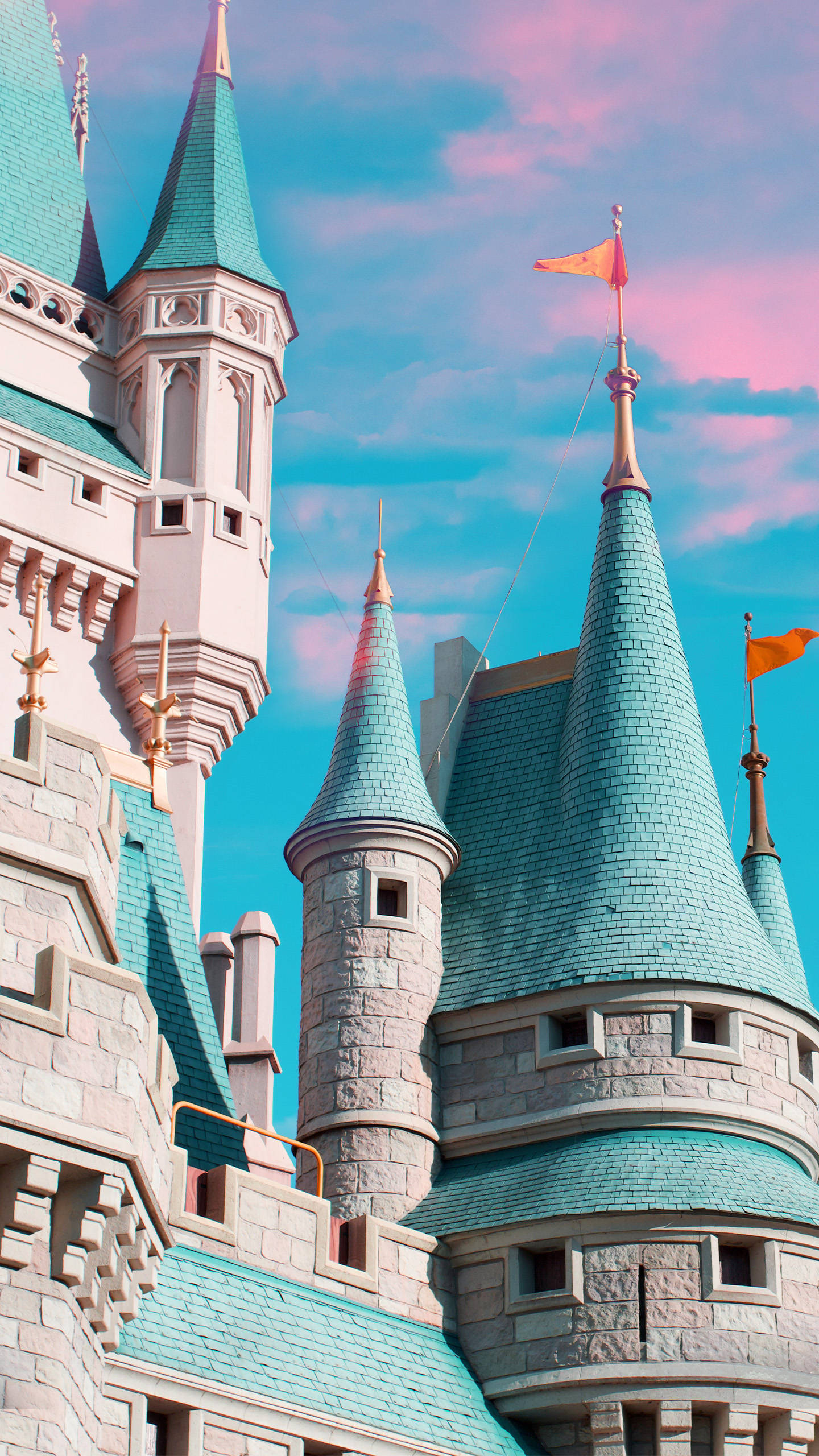 Teal Pink Disneyland Wallpaper