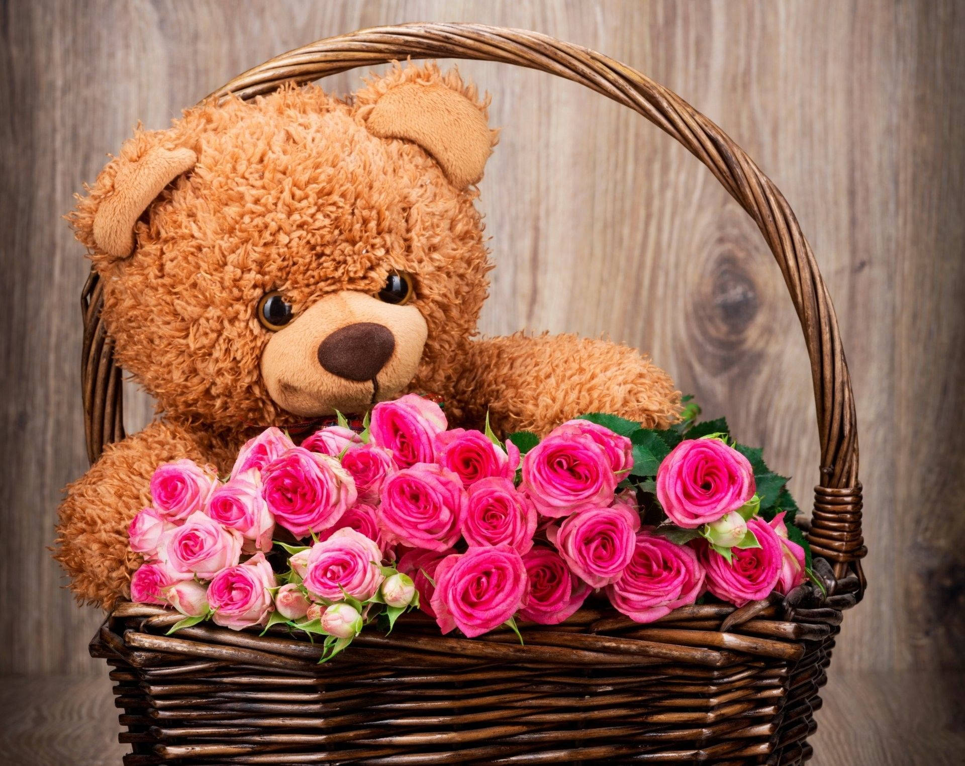 Teddy bear in a basket online