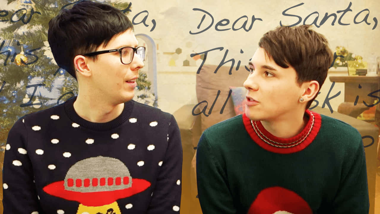 The Adorable Dan & Phil Posing At The Backstage Of The Amazing Tour Wallpaper