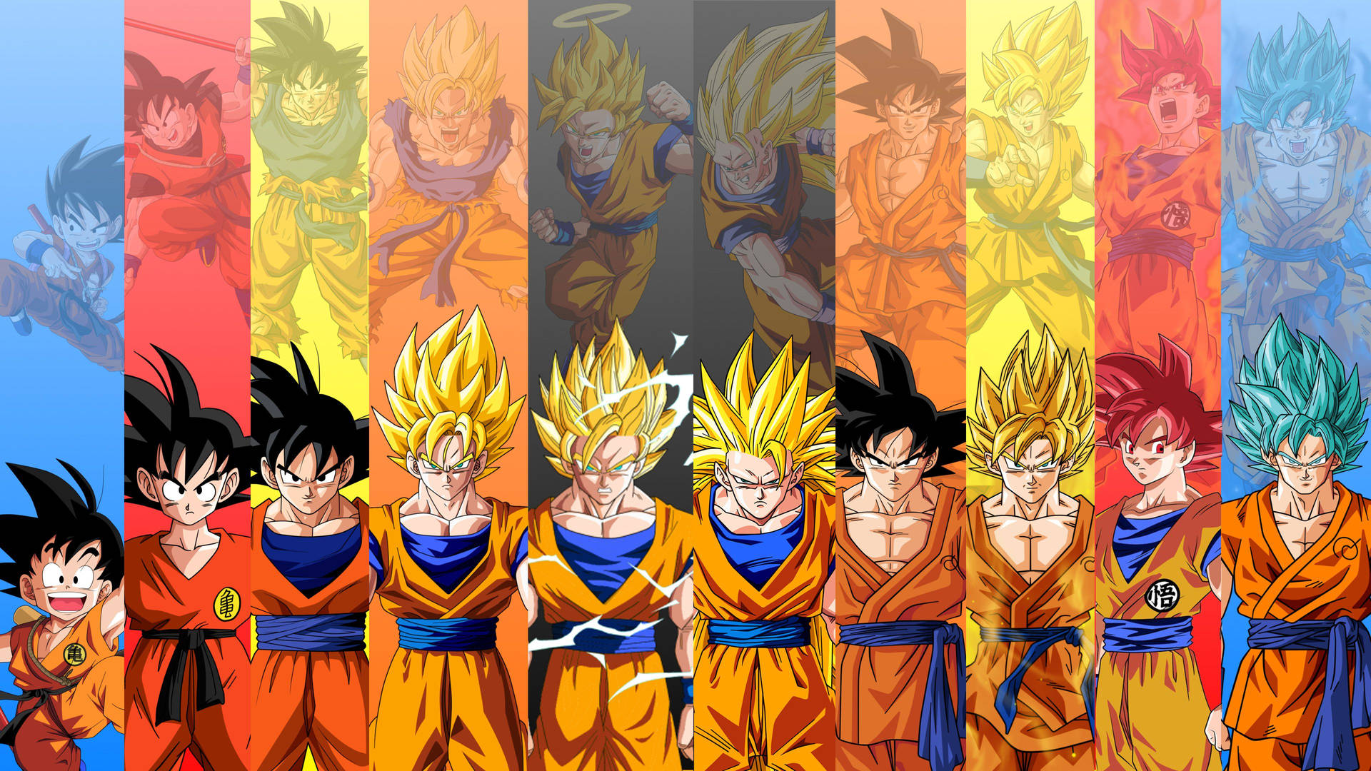 The Path Of Power Of Goku - From Childhood To Super Saiyan 4 Wallpaper