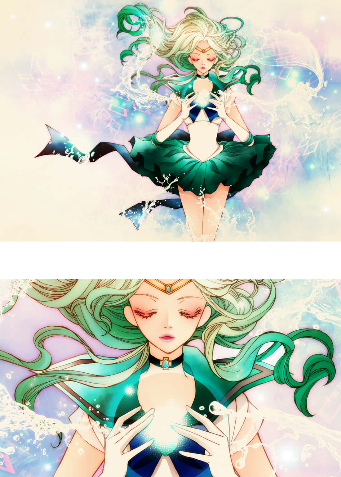 The Powerful Sailor Neptune Ready To Fight Against Evil. Wallpaper