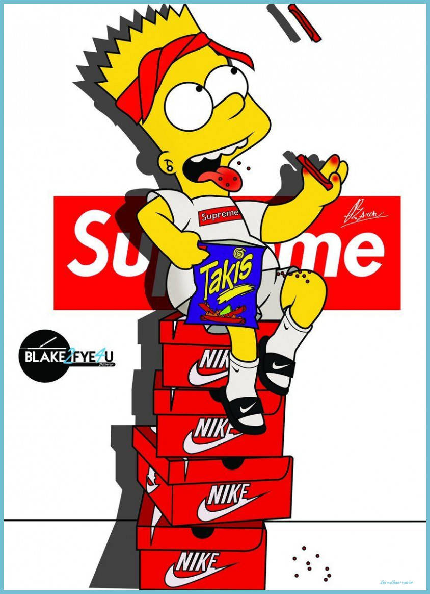 The Stylish Bart Simpson In Supreme Style Drip Art Wallpaper