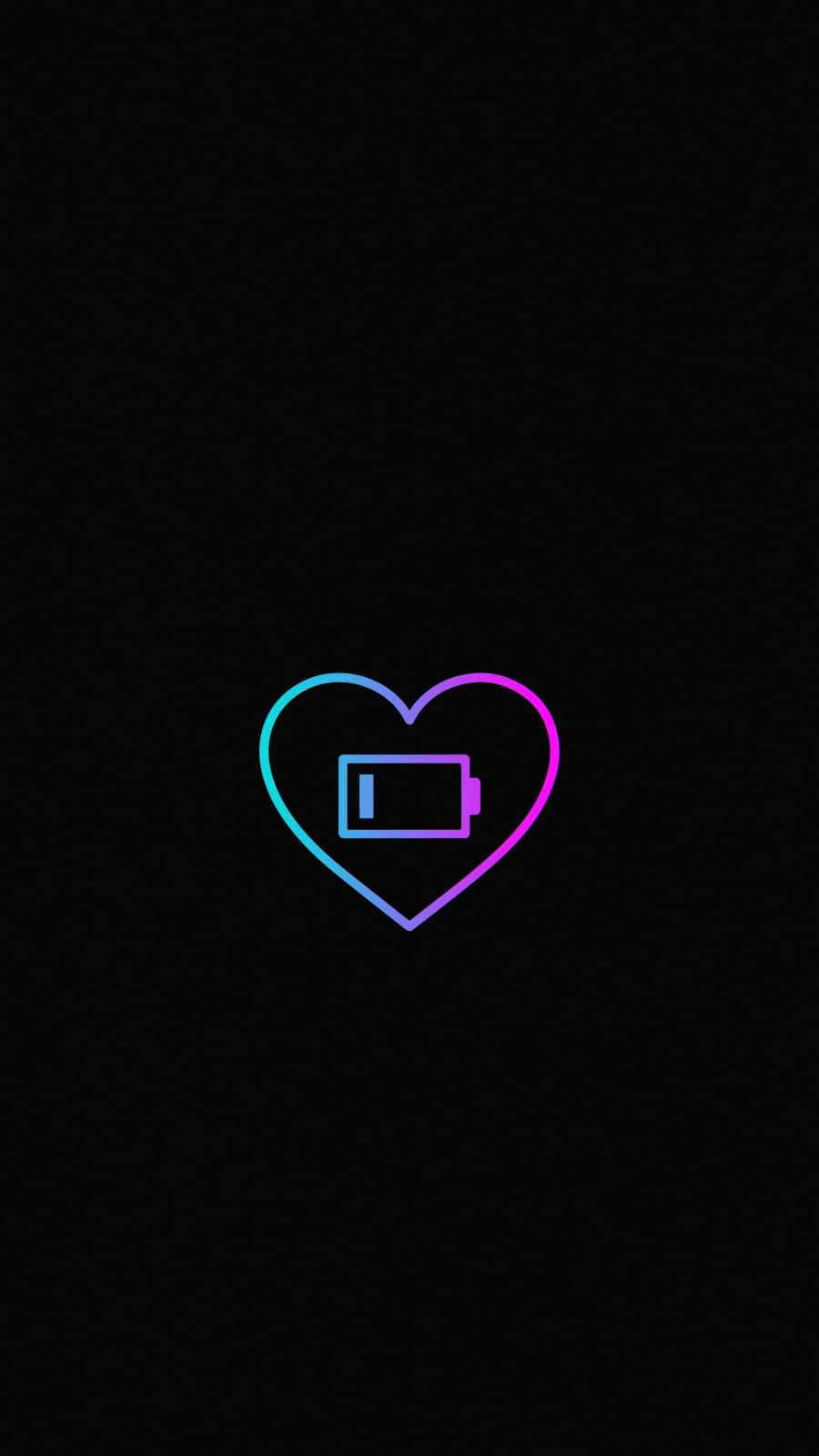 Thin Bar Battery In Neon Heart Wallpaper