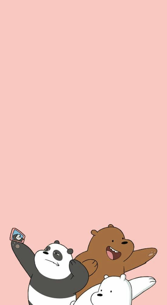 Three Bears Pink Pastel Wallpaper