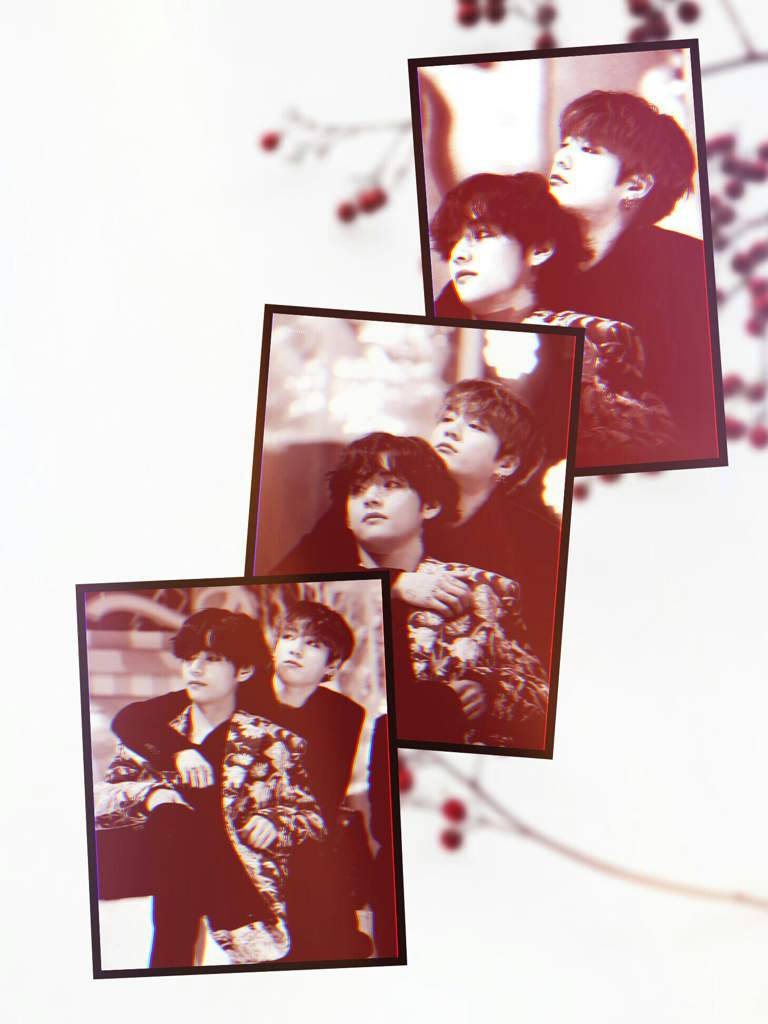 Three-photo Collage Taekook Bts Wallpaper