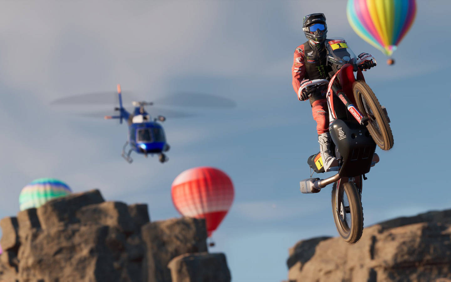 Thrilling Balloons And Bikes At Dakar Rally Wallpaper