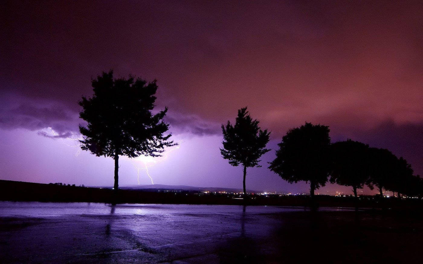 Thunderstorm Line Of Trees Wallpaper