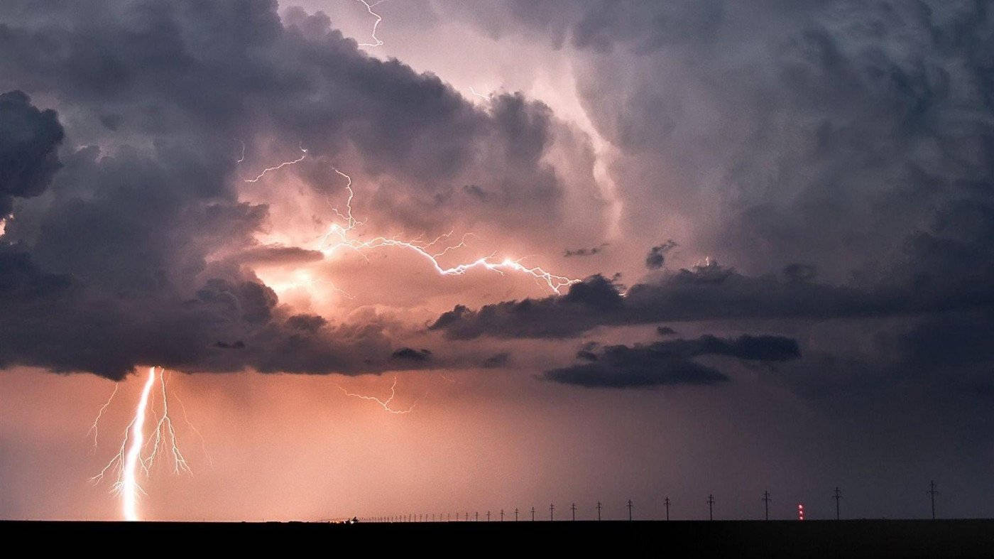 Thunderstorm On Highway Wallpaper