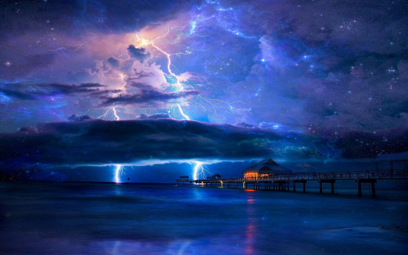 Thunderstorm Over Ocean Wallpaper