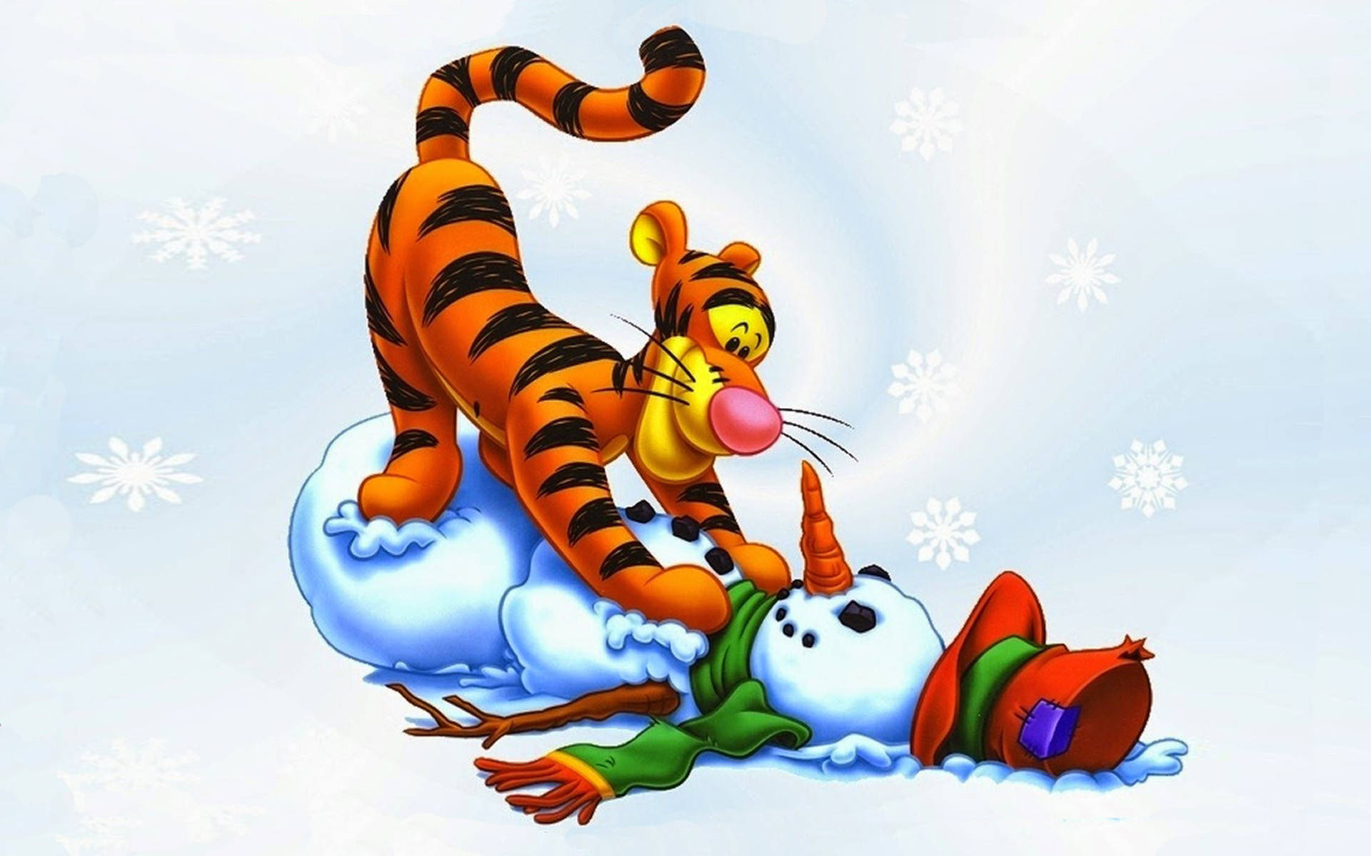Tigger Snowman Play Wallpaper