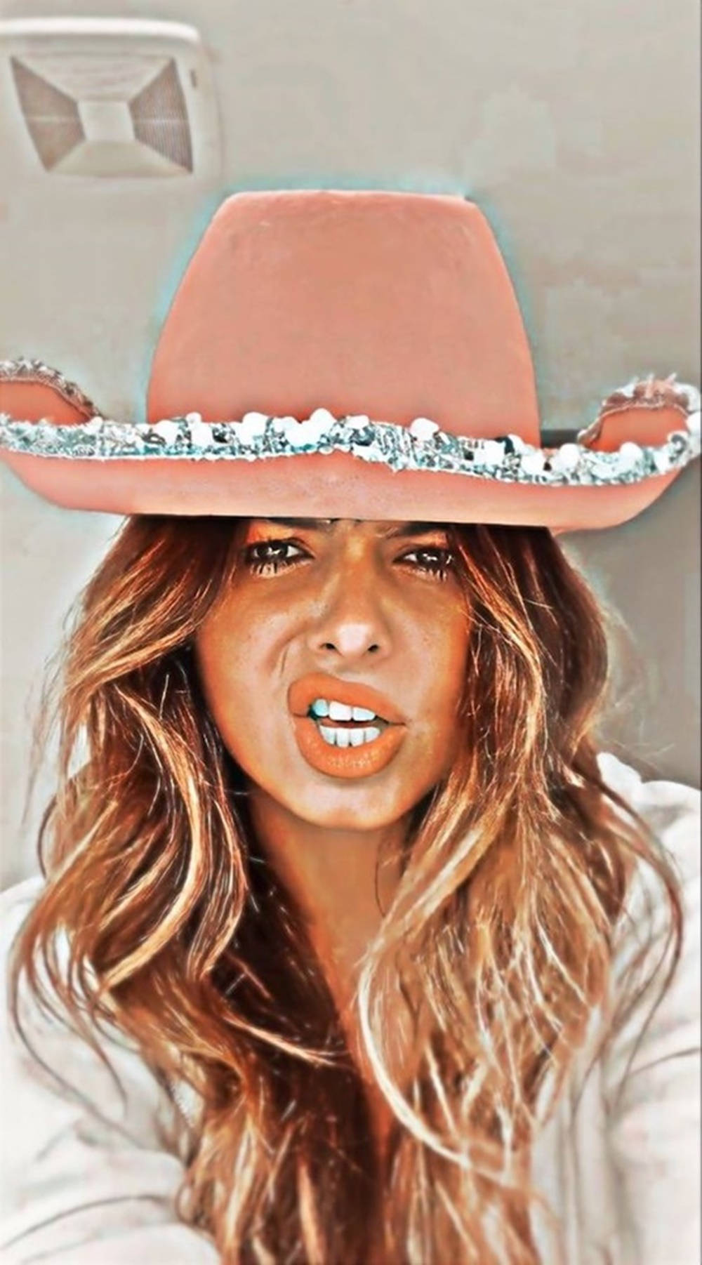 Tiktok Personality Addison Rae Pfp In Cowgirl Hat Wallpaper