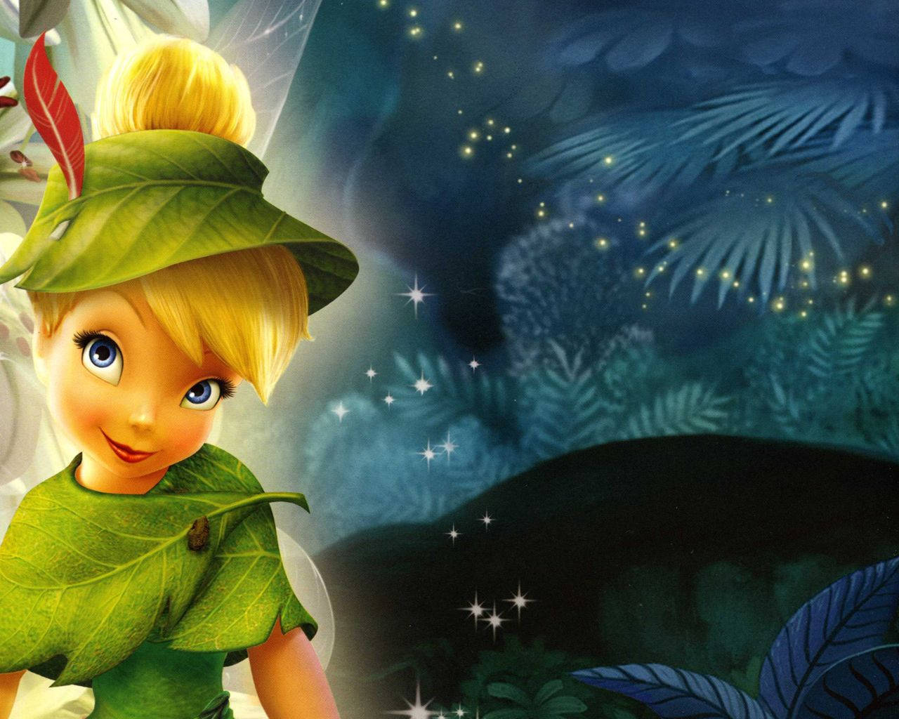 Tinkerbell In Green Leaf Clothing Wallpaper