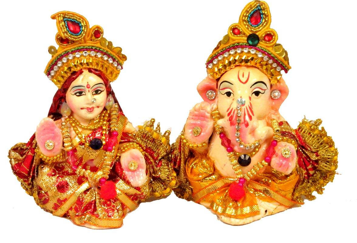 Tiny Decorative Ganesh And Lakshmi Wallpaper