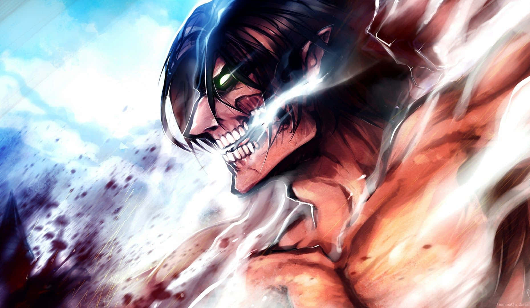 Titan Eren Yeager Punching Wallpaper