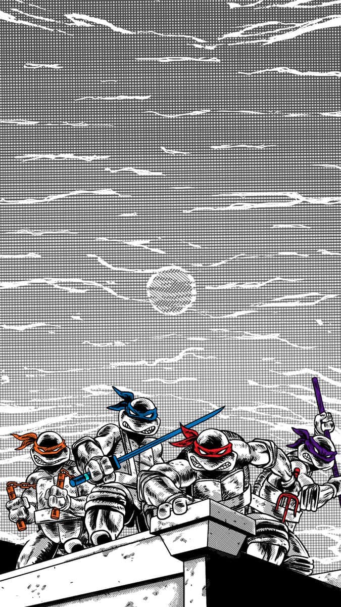 Together The Teenage Mutant Ninja Turtles Fight To Save The Day! Wallpaper