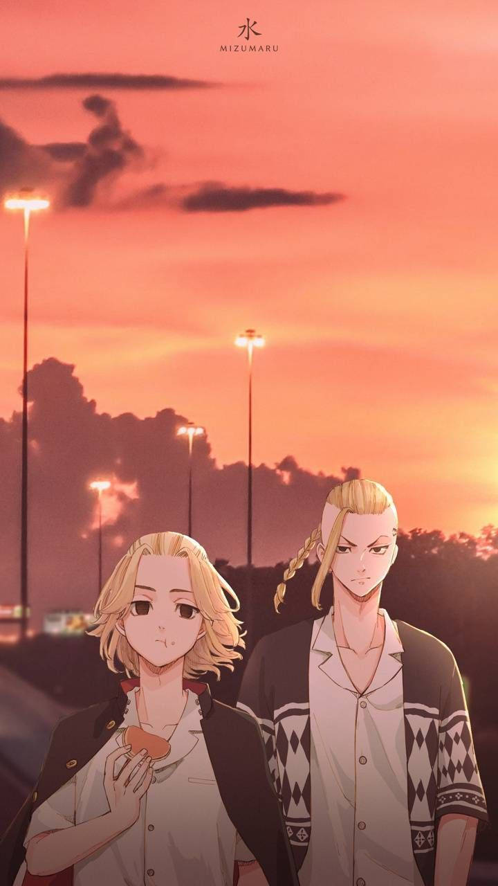 Tokyo Revengers Aesthetic Mikey And Draken Sunset Wallpaper