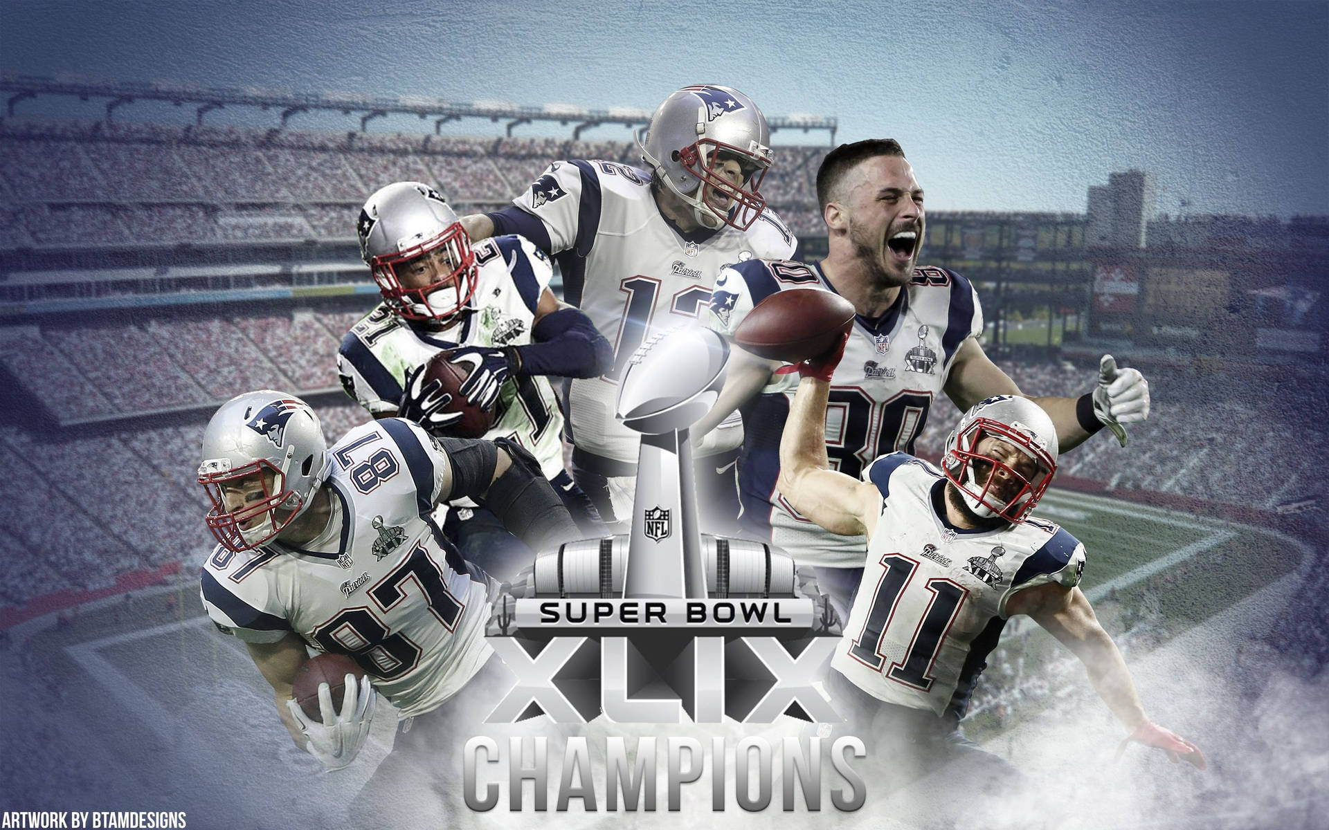 Tom Brady Leading The New England Patriots To Victory In Super Bowl Xlix Wallpaper