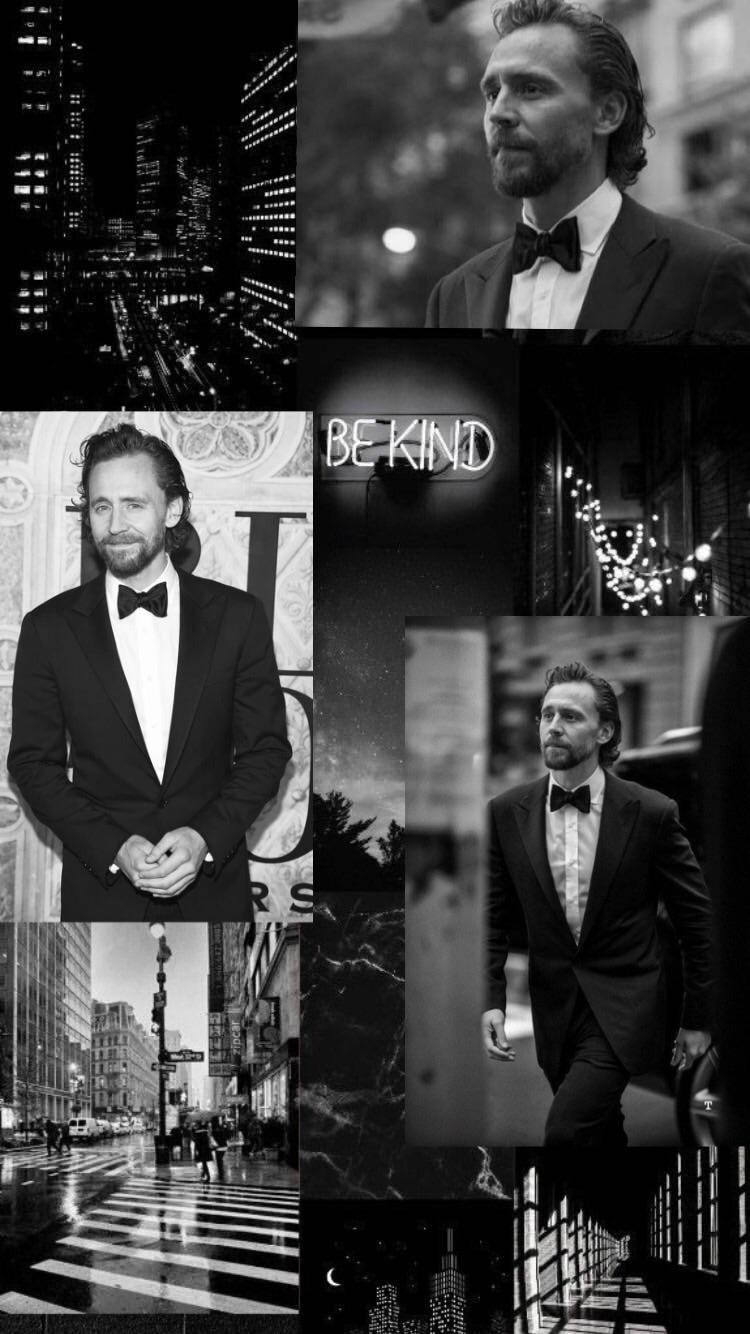 Tom Hiddleston Black And White Collage Wallpaper