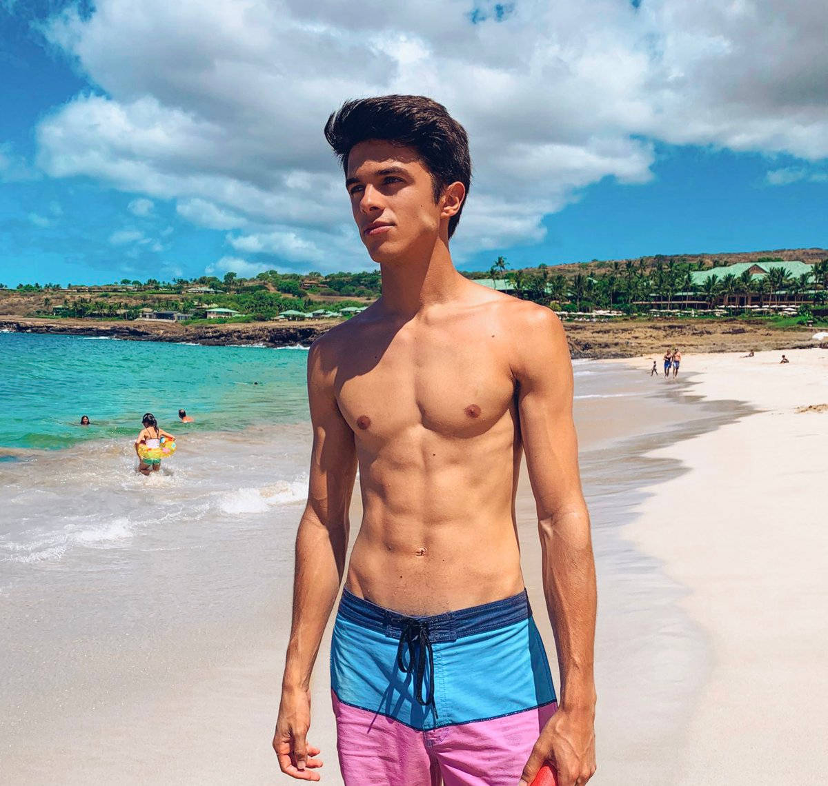 Topless Brent Rivera On Beach Wallpaper