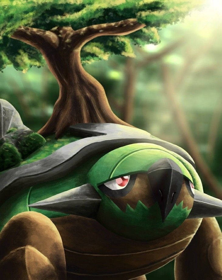 Torterra Looking Up At The Sun Wallpaper