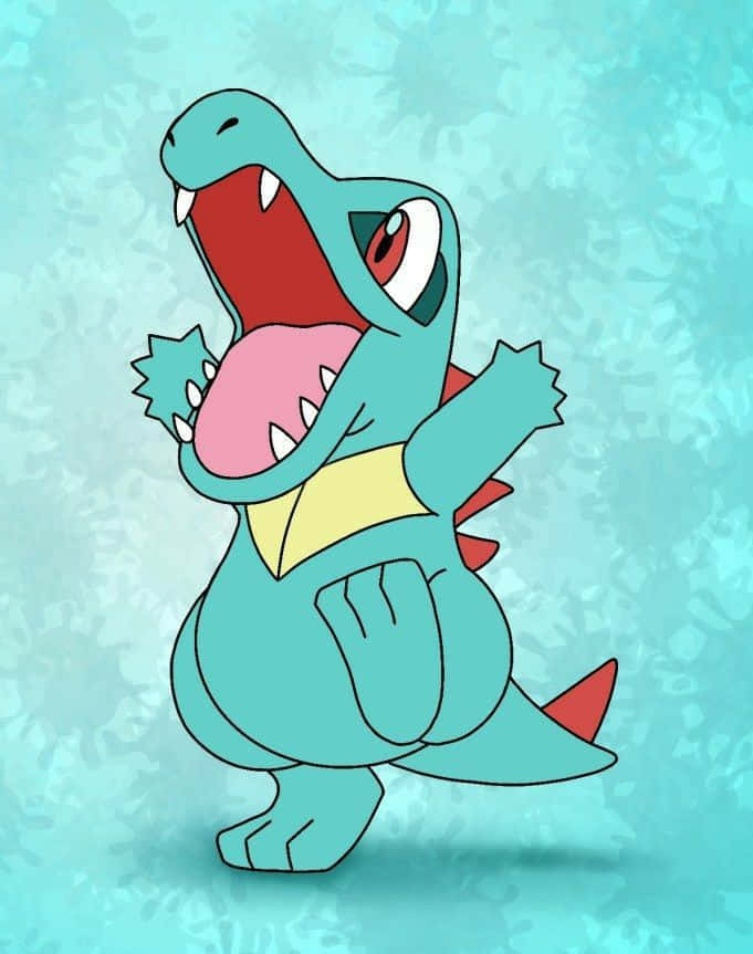 Totodile Against Blue Abstract Background Wallpaper